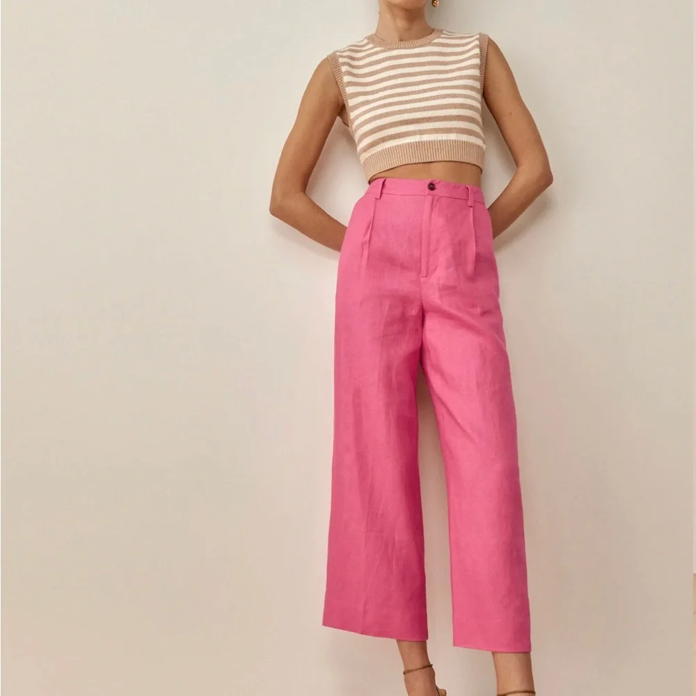 Reformation Petites Tommy Linen pink Pant 2P